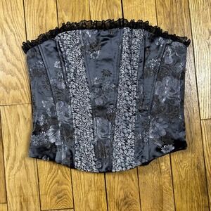 Vintage McLintock Collections Black Floral Brocade Corset Top Size 10